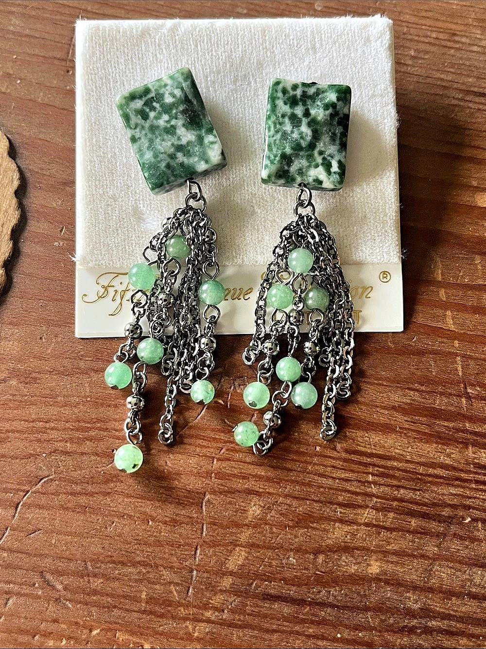 Fifth Avenue Genuine Onyx Agate Earrings Green Agate Dangle Earrings Like